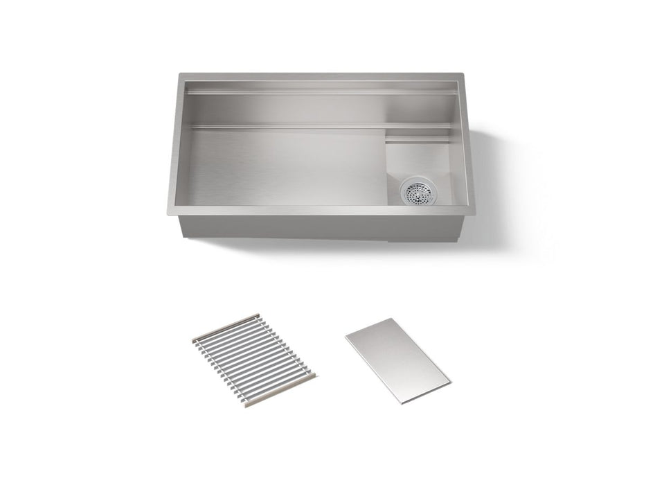 KOHLER K-37908 Synthos 33-3/4" Undermount Single-bowl Kitchen Sink - angled product view
