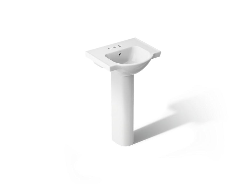 KOHLER K-5265-4 Veer 21" Rectangular Pedestal Bathroom Sink - angled product view