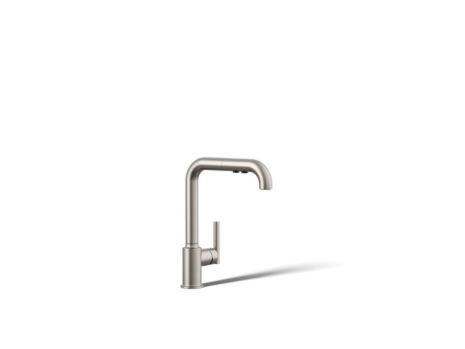 KOHLER Purist Pull-out kitchen sink faucet with three-function sprayhead
