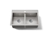 KOHLER K-80167-1 Vault 30-1/2" Top-/undermount Double-bowl Kitchen Sink - angled product view