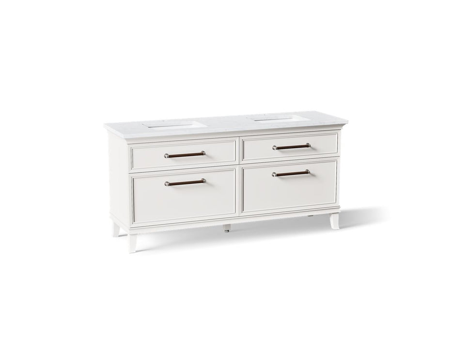 KOHLER K-CM29482-BD6 Artifacts 72" Bathroom Vanity Cabinet with Sinks and Quartz Top - angled product view