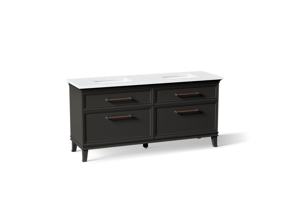 KOHLER K-CM29482-BD6 Artifacts 72" Bathroom Vanity Cabinet with Sinks and Quartz Top - angled product view