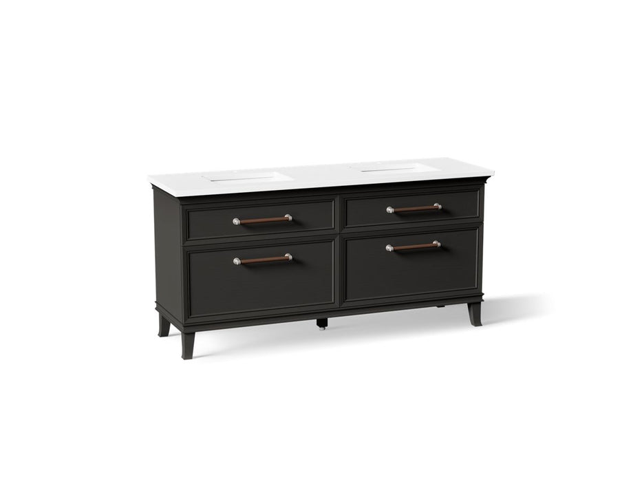 KOHLER K-CM29482-BD6 Artifacts 72" Bathroom Vanity Cabinet with Sinks and Quartz Top - angled product view