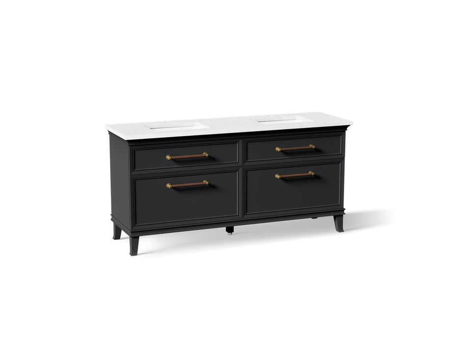 KOHLER K-CM29482-BD6 Artifacts 72" Bathroom Vanity Cabinet with Sinks and Quartz Top - angled product view