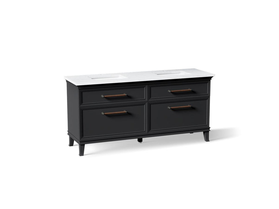 KOHLER K-CM29482-BD6 Artifacts 72" Bathroom Vanity Cabinet with Sinks and Quartz Top - angled product view