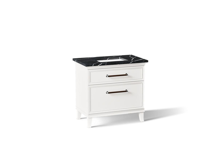 KOHLER K-CM33559-BD3 Artifacts 36" Bathroom Vanity Cabinet with Sink and Quartz Top - angled product view