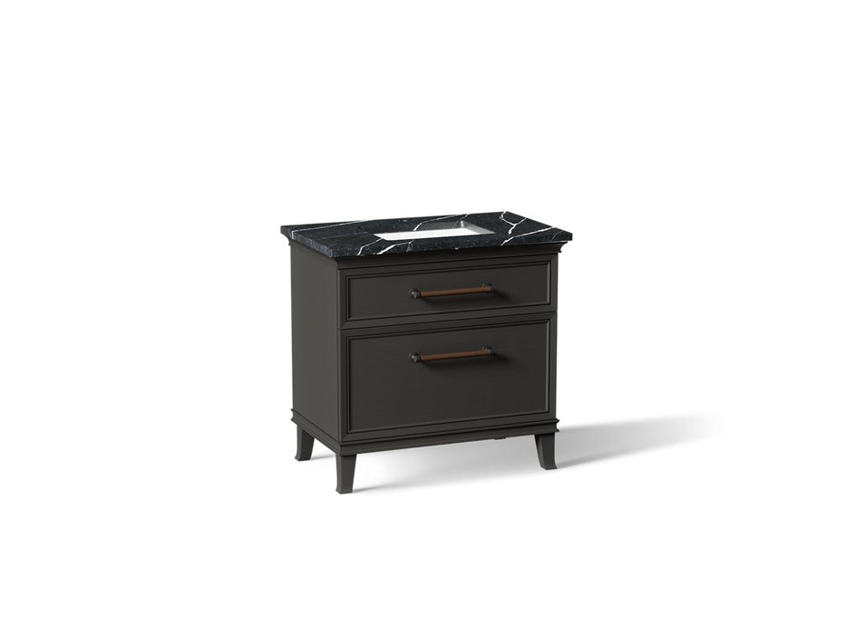 KOHLER K-CM33559-BD3 Artifacts 36" Bathroom Vanity Cabinet with Sink and Quartz Top - angled product view