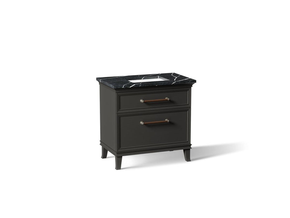 KOHLER K-CM33559-BD3 Artifacts 36" Bathroom Vanity Cabinet with Sink and Quartz Top - angled product view
