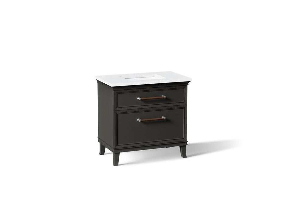 KOHLER K-CM33559-BD3 Artifacts 36" Bathroom Vanity Cabinet with Sink and Quartz Top - angled product view
