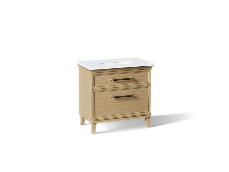 KOHLER K-CM33559-BD3 Artifacts 36" Bathroom Vanity Cabinet with Sink and Quartz Top - angled product view