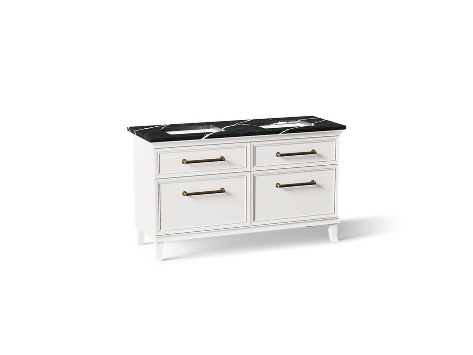 KOHLER K-CM33560-BD5 Artifacts 60" Bathroom Vanity Cabinet with Sinks and Quartz Top - angled product view