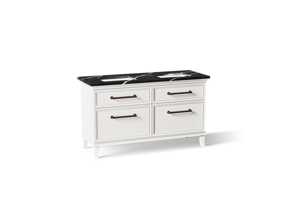 KOHLER K-CM33560-BD5 Artifacts 60" Bathroom Vanity Cabinet with Sinks and Quartz Top - angled product view