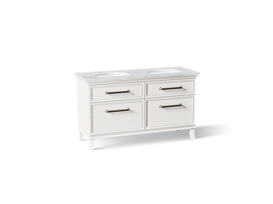 KOHLER K-CM33560-BD5 Artifacts 60" Bathroom Vanity Cabinet with Sinks and Quartz Top - angled product view