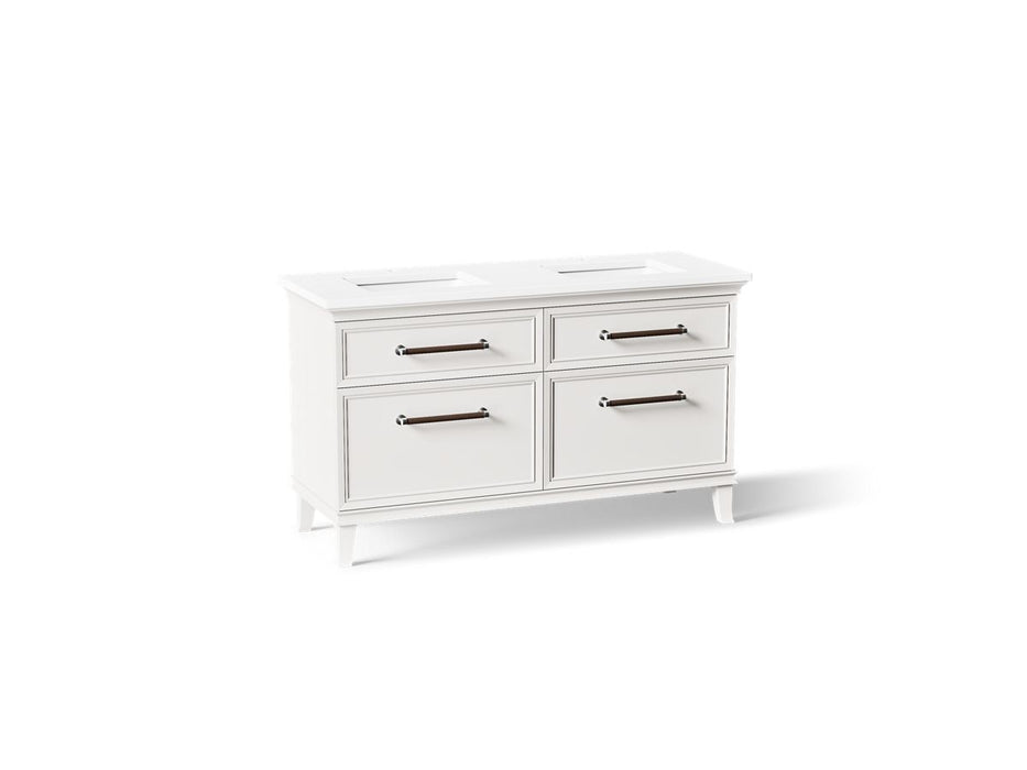 KOHLER K-CM33560-BD5 Artifacts 60" Bathroom Vanity Cabinet with Sinks and Quartz Top - angled product view