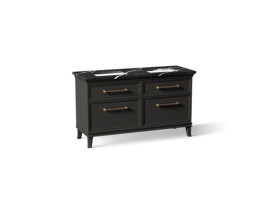 KOHLER K-CM33560-BD5 Artifacts 60" Bathroom Vanity Cabinet with Sinks and Quartz Top - angled product view