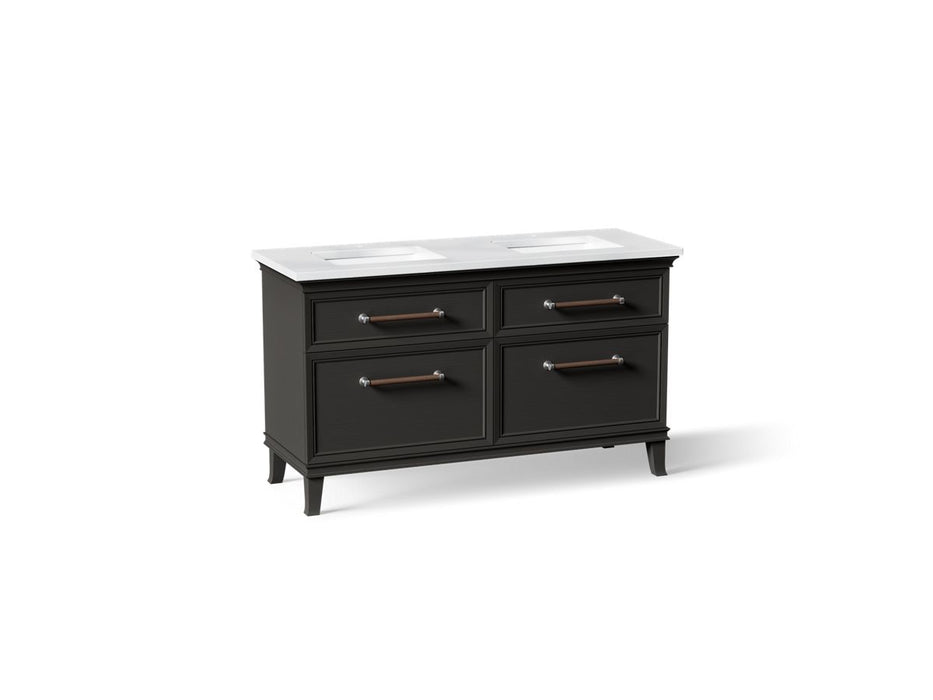 KOHLER K-CM33560-BD5 Artifacts 60" Bathroom Vanity Cabinet with Sinks and Quartz Top - angled product view