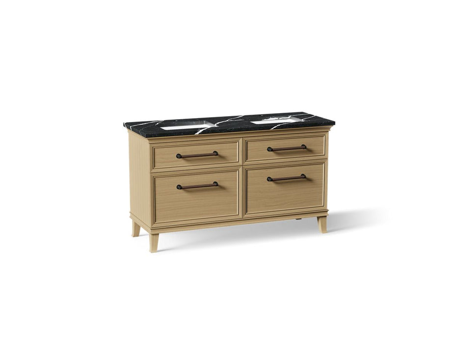 KOHLER K-CM33560-BD5 Artifacts 60" Bathroom Vanity Cabinet with Sinks and Quartz Top - angled product view