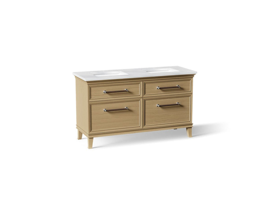 KOHLER K-CM33560-BD5 Artifacts 60" Bathroom Vanity Cabinet with Sinks and Quartz Top - angled product view
