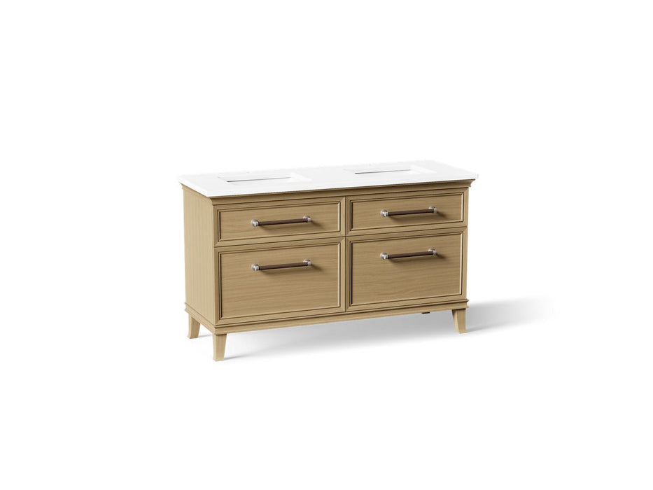 KOHLER K-CM33560-BD5 Artifacts 60" Bathroom Vanity Cabinet with Sinks and Quartz Top