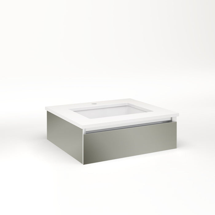 Cartesian 24-1/8" x 7-1/2" x 21-3/4" slim drawer vanity in mirror with slow-close full drawer and no night light