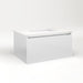 Cartesian 30-1/8" x 15" x 21-3/4" slim drawer vanity in satin white with slow-close full drawer and selectable night light in 2700K/4000K temperature (warm/cool light)