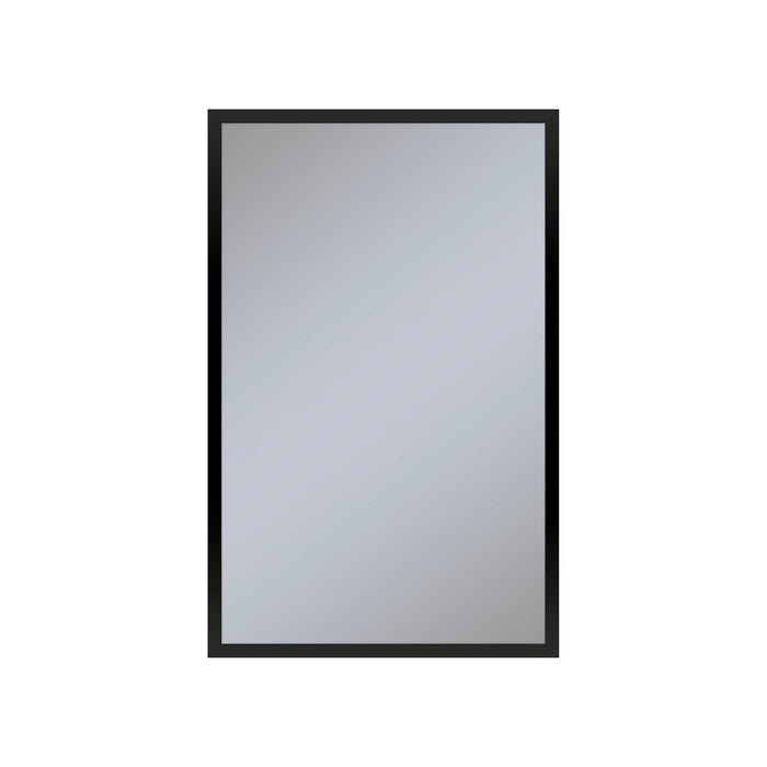 Profiles 19-1/4" x 30" x 6" framed cabinet in matte black with electrical outlet, USB charging ports, magnetic storage strip and left hinge