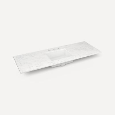 Robern Engineered Stone Top Quartz Stone Vanity Top, 61" x 3/4" x 22", Center Undercounter Sink, Three Hole