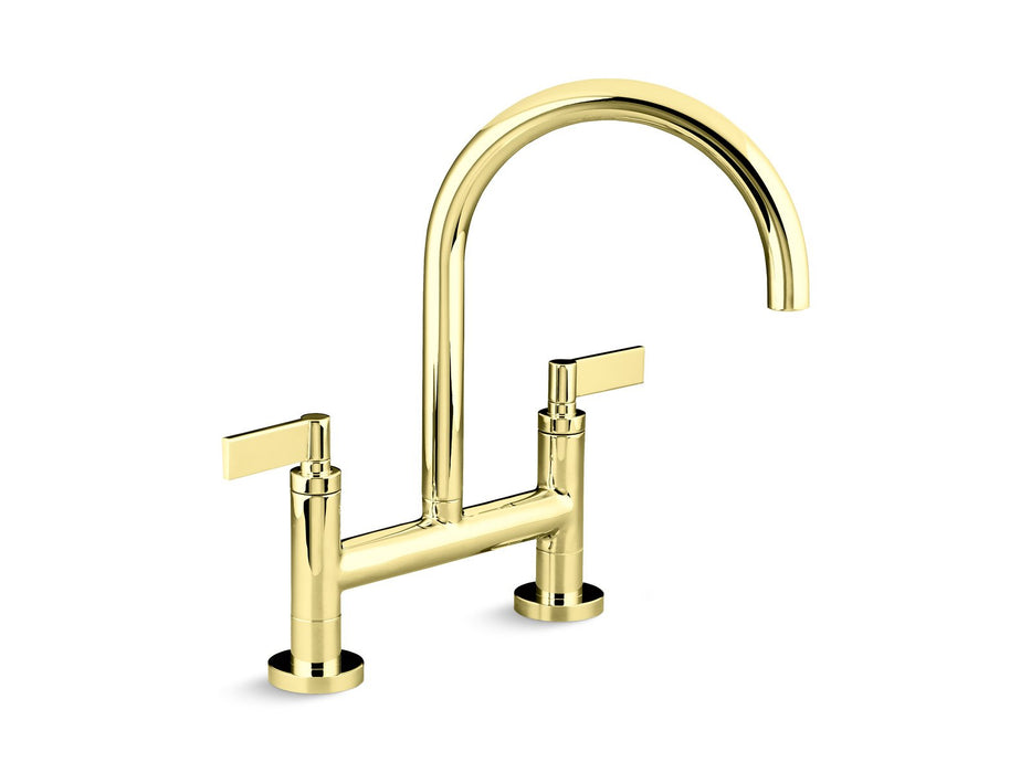Kallista P25202-LV-CP One Deck-Mount Bridge Kitchen Faucet, Lever Handles