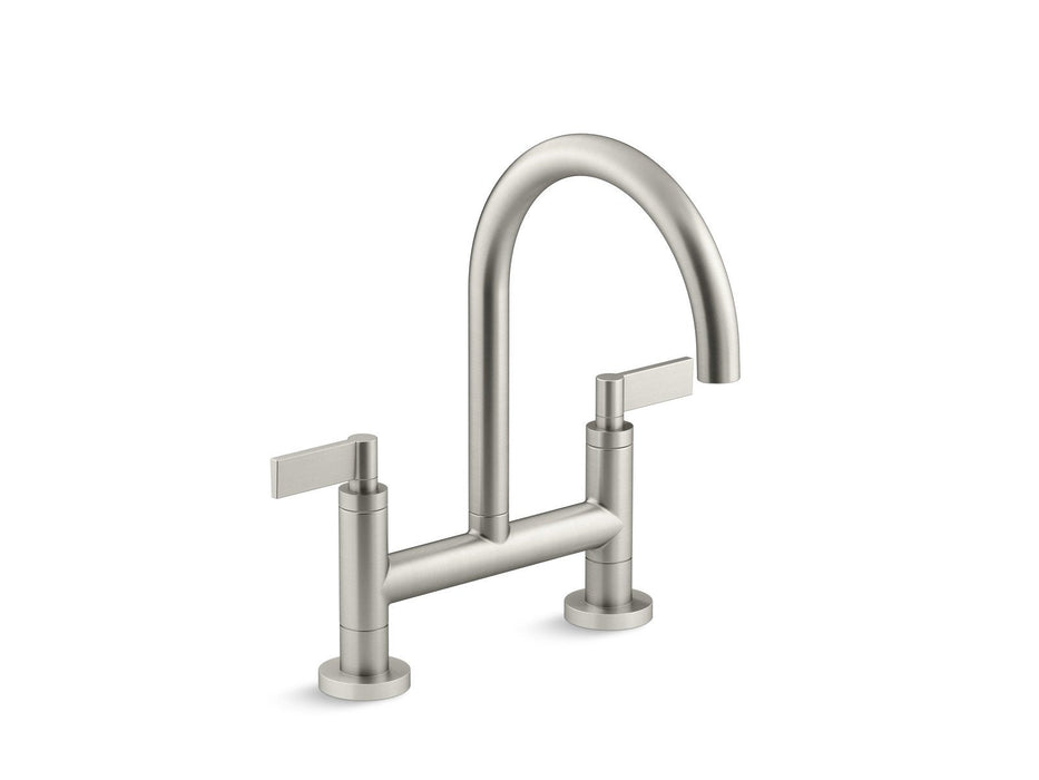 Kallista P25202-LV-CP One Deck-Mount Bridge Kitchen Faucet, Lever Handles