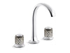 Kallista P25051-SLG-CP Script Sink Faucet, Arch Spout, Saint-Louis Crystal, Flannel Grey Knob Handles