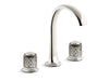 Kallista P25051-SLG-CP Script Sink Faucet, Arch Spout, Saint-Louis Crystal, Flannel Grey Knob Handles
