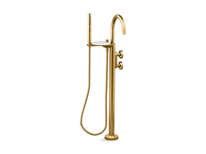 KOHLER K-T77984-9 Components Floor-mount bath filler trim with industrial handles and handshower