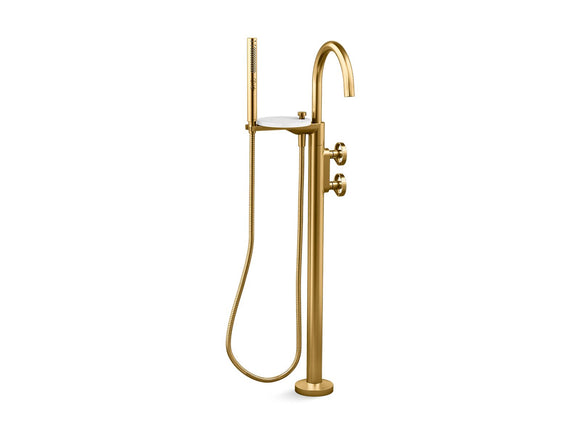 KOHLER K-T77984-9 Components Floor-mount bath filler trim with industrial handles and handshower