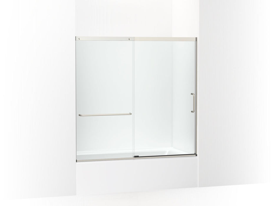 KOHLER K-707618-8L Elate Sliding bath door, 56-3/4" H x 56-1/4 - 59-5/8" W with heavy 5/16" thick Crystal Clear glass