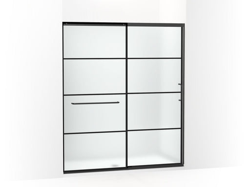 KOHLER K-707616-8G80 Elate Sliding shower door, 75-1/2" H x 62-1/4 - 65-5/8" W, with heavy 5/16" thick Frosted glass with rectangular grille pattern