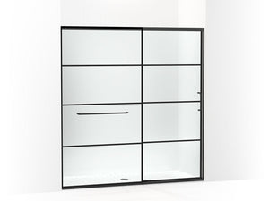 KOHLER K-707617-8G79 Elate Sliding shower door, 75-1/2" H x 68-1/4 - 71-5/8" W, with heavy 5/16" thick Crystal Clear glass with rectangular grille pattern