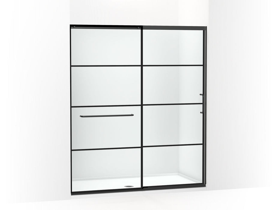 KOHLER K-707616-8G79 Elate Sliding shower door, 75-1/2" H x 62-1/4 - 65-5/8" W, with heavy 5/16" thick Crystal Clear glass with rectangular grille pattern