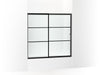 KOHLER K-707618-8G79 Elate Sliding bath door, 56-3/4" H x 56-1/4 - 59-5/8" W with heavy 5/16" thick Crystal Clear glass with rectangular grille pattern