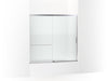 KOHLER K-707618-8G81 Elate Sliding bath door, 56-3/4" H x 56-1/4 - 59-5/8" W with heavy 5/16" thick Crystal Clear glass with privacy band