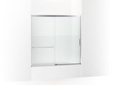 KOHLER K-707618-8G81 Elate Sliding bath door, 56-3/4" H x 56-1/4 - 59-5/8" W with heavy 5/16" thick Crystal Clear glass with privacy band