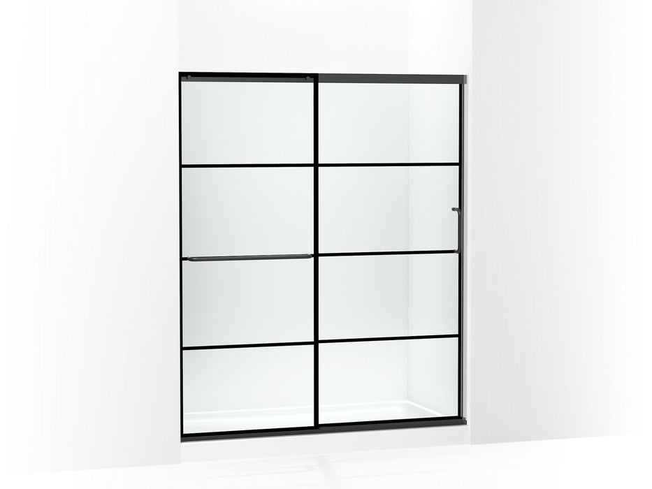 KOHLER K-707608-6G79 Elate Sliding shower door, 70-1/2" H x 56-1/4 - 59-5/8" W, with 1/4" thick Crystal Clear glass with rectangular grille pattern