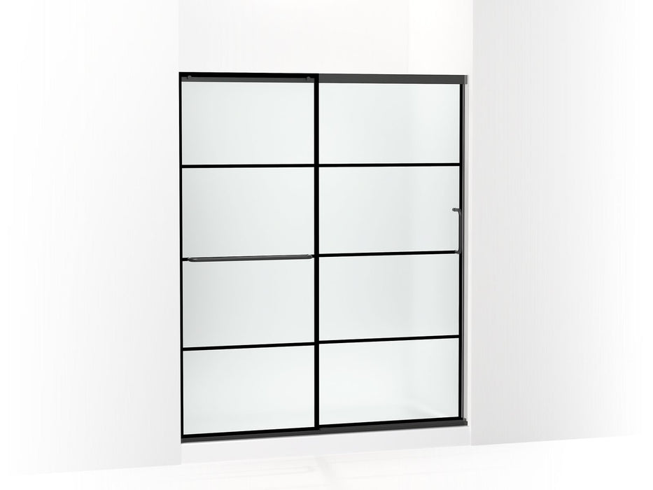 KOHLER K-707608-6G80 Elate Sliding shower door, 70-1/2" H x 56-1/4 - 59-5/8" W, with 1/4" thick Frosted glass with rectangular grille pattern
