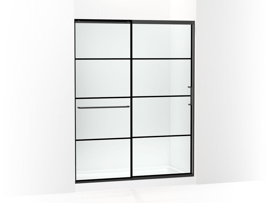 KOHLER K-707615-8G79 Elate Sliding shower door, 75-1/2" H x 56-1/4 - 59-5/8" W, with heavy 5/16" thick Crystal Clear glass with rectangular grille pattern