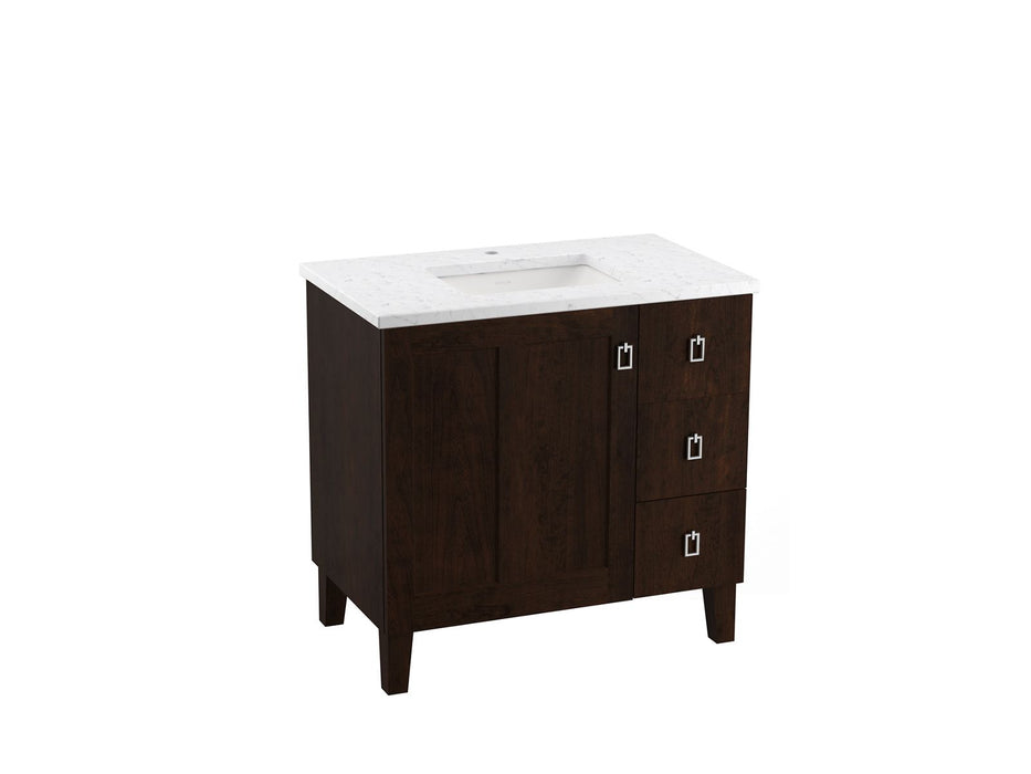 KOHLER Poplin 36" bathroom vanity cabinet with sink and quartz top