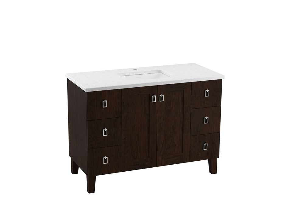 KOHLER Poplin 48" bathroom vanity cabinet with sink and quartz top