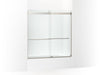 KOHLER K-702420-L Levity Plus Frameless sliding bath door, 61-9/16" H x 56-5/8 - 59-5/8" W, with 5/16"-thick Crystal Clear glass