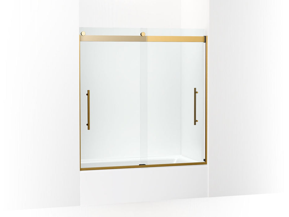 KOHLER K-702425-L Levity Plus Frameless sliding bath door, 61-9/16" H x 56-5/8 - 59-5/8" W, with 3/8"-thick Crystal Clear glass