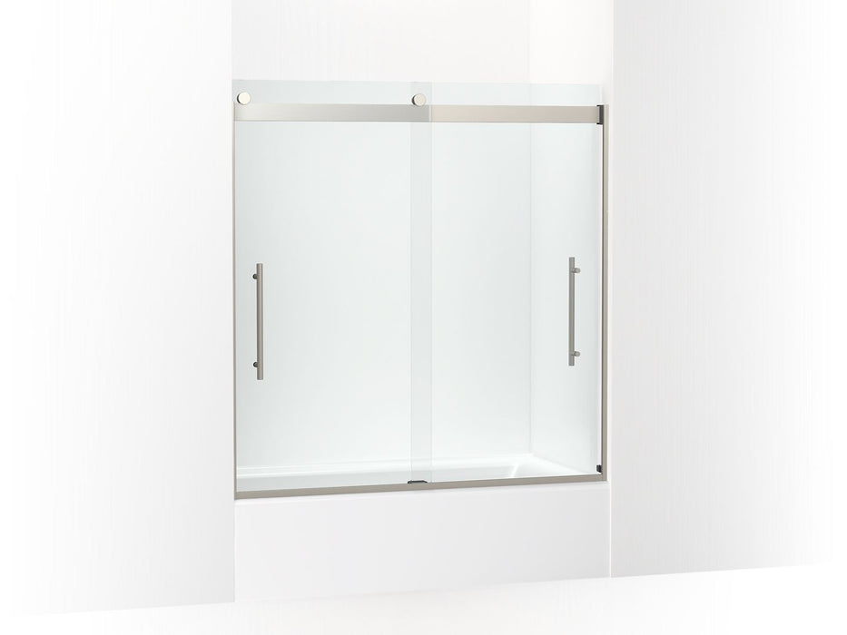 KOHLER K-702425-L Levity Plus Frameless sliding bath door, 61-9/16" H x 56-5/8 - 59-5/8" W, with 3/8"-thick Crystal Clear glass