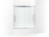 KOHLER K-702425-L Levity Plus Frameless sliding bath door, 61-9/16" H x 56-5/8 - 59-5/8" W, with 3/8"-thick Crystal Clear glass