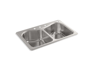 KOHLER K-3369-4 Staccato 33" top-mount double-bowl kitchen sink